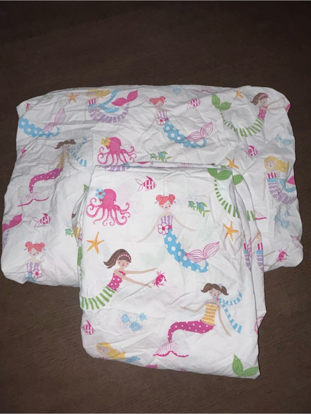 Mermaid & Sea Life Cotton Bedding Set - Pink, Blue, Green